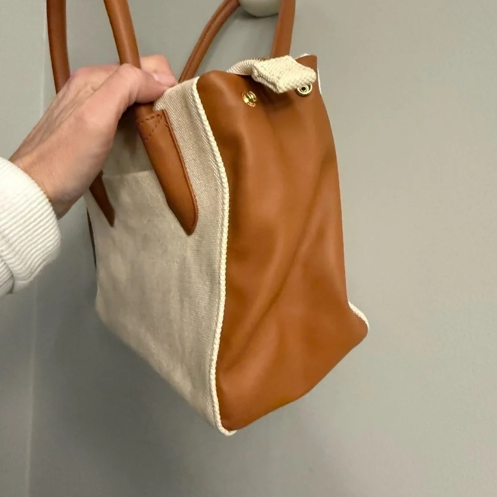 A New Day Canvas Satchel Crossbody – Natural/Tan